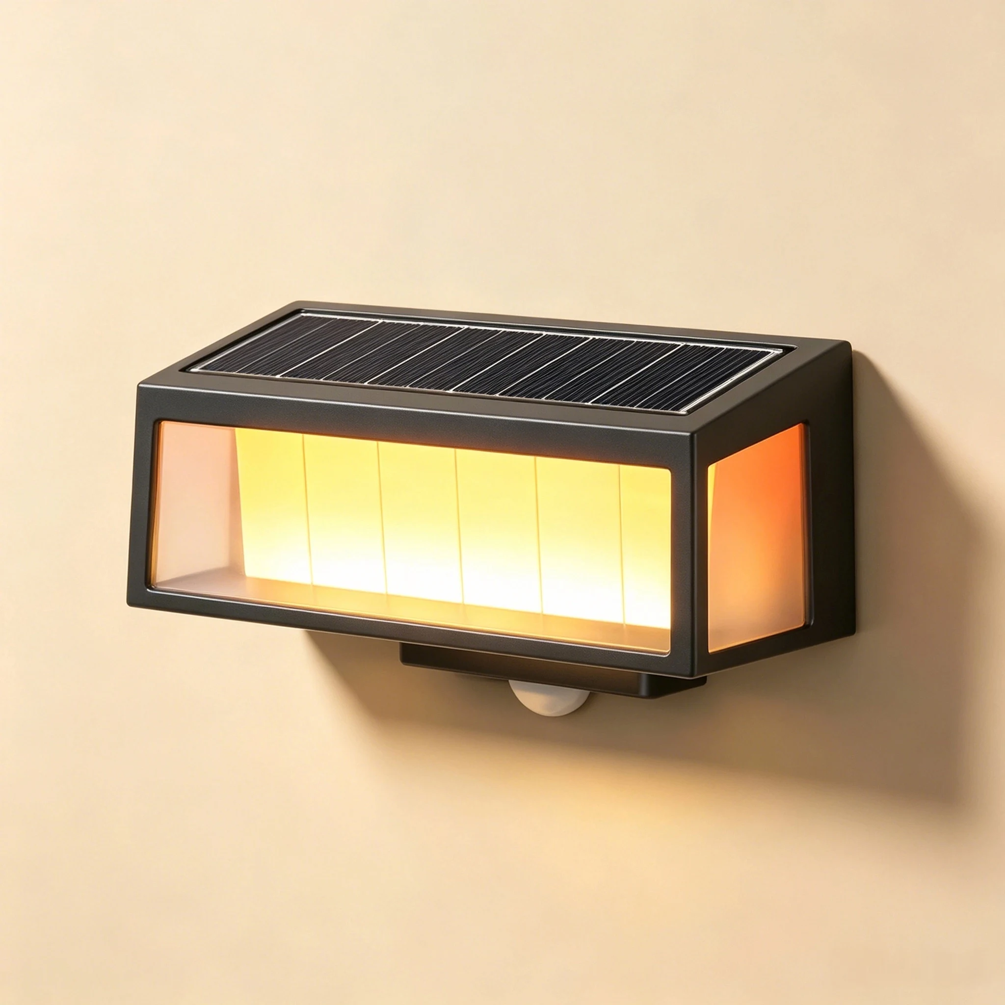 Wide-Panel Solar Wall Light