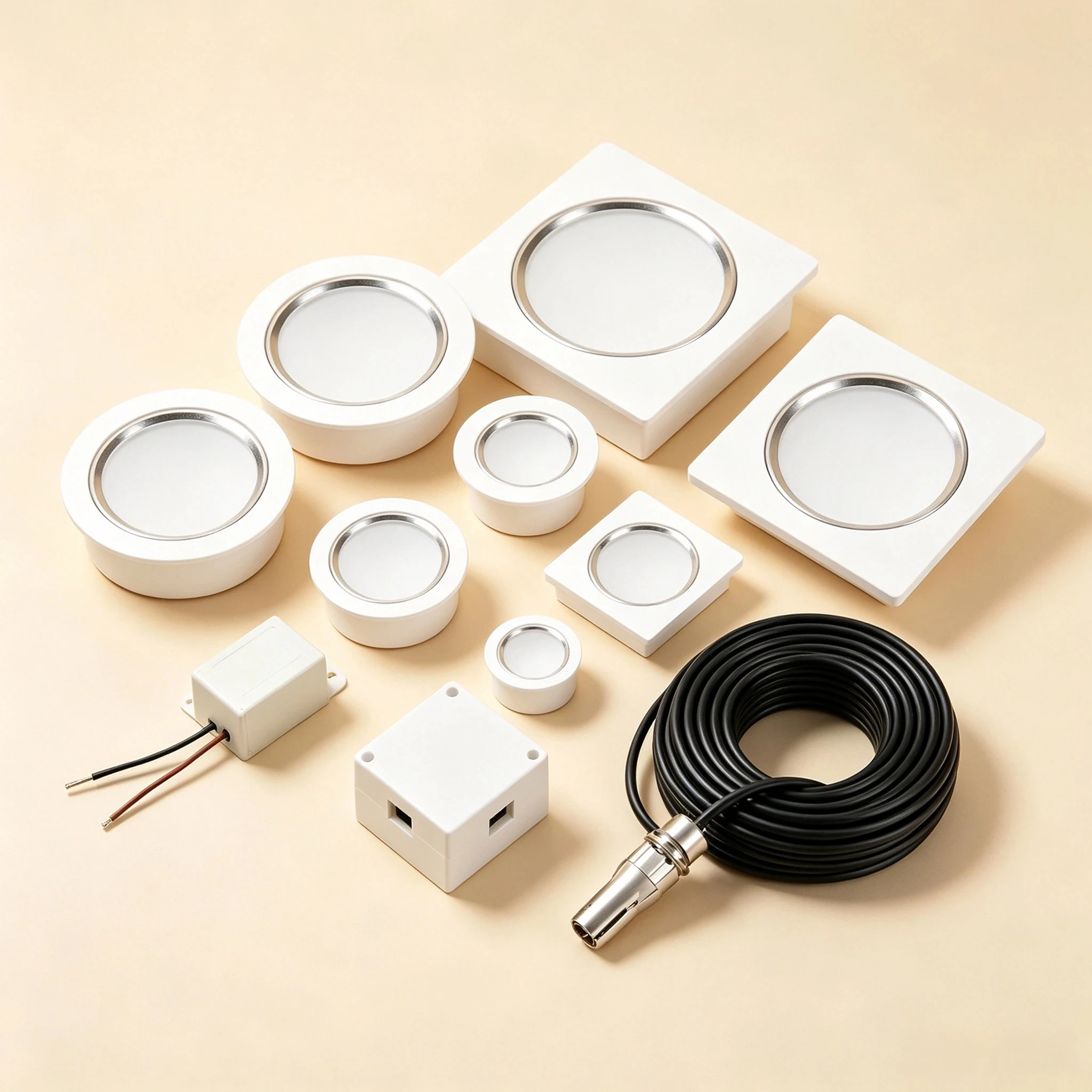 Round and Square Low-Voltage Deck Light Set